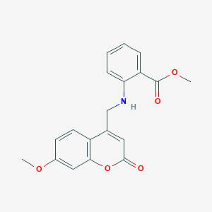 molecular formula C19H17NO5 B2980092 methyl 2-{[(7-methoxy-2-oxo-2H-chromen-4-yl)methyl]amino}benzoate CAS No. 859142-27-1