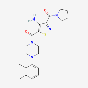 molecular formula C21H27N5O2S B2980100 (4-Amino-3-(pyrrolidine-1-carbonyl)isothiazol-5-yl)(4-(2,3-dimethylphenyl)piperazin-1-yl)methanone CAS No. 1286703-09-0
