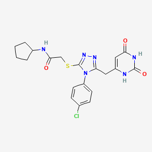 2-[[4-(4-chlorophenyl)-5-[(2,4-dioxo-1H-pyrimidin-6-yl)methyl]-1,2,4-triazol-3-yl]sulfanyl]-N-cyclopentylacetamide