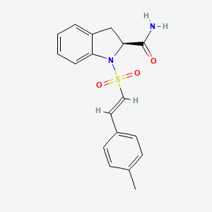 (2S)-1-[(E)-2-(4-methylphenyl)ethenyl]sulfonyl-2,3-dihydroindole-2-carboxamide