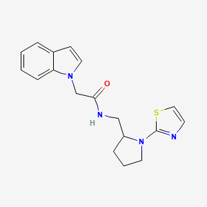 2-(1H-indol-1-yl)-N-((1-(thiazol-2-yl)pyrrolidin-2-yl)methyl)acetamide