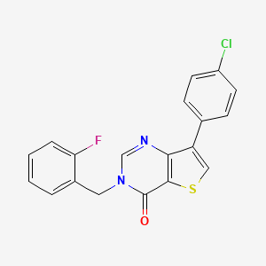 molecular formula C19H12ClFN2OS B2980233 7-(4-chlorophenyl)-3-(2-fluorobenzyl)thieno[3,2-d]pyrimidin-4(3H)-one CAS No. 1105242-39-4