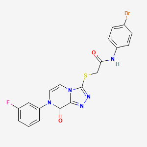 molecular formula C19H13BrFN5O2S B2980276 N-(4-bromophenyl)-2-{[7-(3-fluorophenyl)-8-oxo-7H,8H-[1,2,4]triazolo[4,3-a]pyrazin-3-yl]sulfanyl}acetamide CAS No. 1223996-85-7