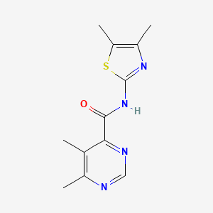 molecular formula C12H14N4OS B2980286 N-(4,5-Dimethyl-1,3-thiazol-2-yl)-5,6-dimethylpyrimidine-4-carboxamide CAS No. 2415453-93-7