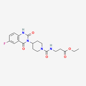 molecular formula C19H23FN4O5 B2980324 ethyl 3-(4-(6-fluoro-2,4-dioxo-1,2-dihydroquinazolin-3(4H)-yl)piperidine-1-carboxamido)propanoate CAS No. 2034372-26-2