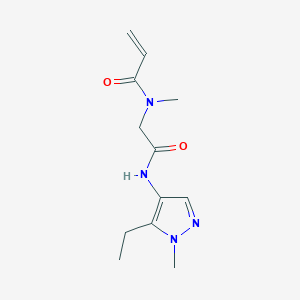 molecular formula C12H18N4O2 B2980343 N-[2-[(5-Ethyl-1-methylpyrazol-4-yl)amino]-2-oxoethyl]-N-methylprop-2-enamide CAS No. 2361811-81-4