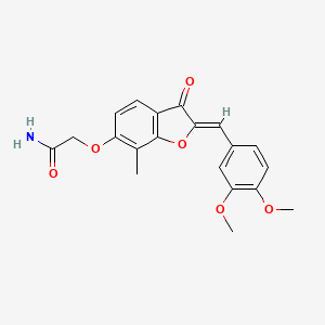 molecular formula C20H19NO6 B2980371 (Z)-2-((2-(3,4-dimethoxybenzylidene)-7-methyl-3-oxo-2,3-dihydrobenzofuran-6-yl)oxy)acetamide CAS No. 859665-47-7