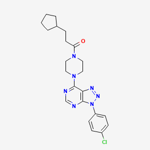 molecular formula C22H26ClN7O B2980382 1-(4-(3-(4-chlorophenyl)-3H-[1,2,3]triazolo[4,5-d]pyrimidin-7-yl)piperazin-1-yl)-3-cyclopentylpropan-1-one CAS No. 923514-74-3