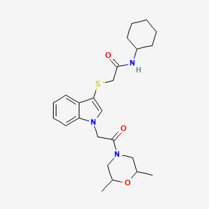 B2980453 N-cyclohexyl-2-((1-(2-(2,6-dimethylmorpholino)-2-oxoethyl)-1H-indol-3-yl)thio)acetamide CAS No. 893998-82-8