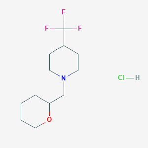 molecular formula C12H21ClF3NO B2980469 1-((tetrahydro-2H-pyran-2-yl)methyl)-4-(trifluoromethyl)piperidine hydrochloride CAS No. 2195881-47-9
