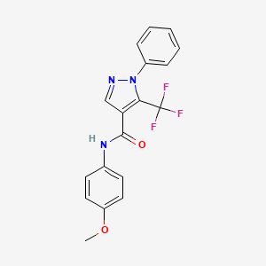 molecular formula C18H14F3N3O2 B2980505 N-(4-methoxyphenyl)-1-phenyl-5-(trifluoromethyl)-1H-pyrazole-4-carboxamide CAS No. 956742-03-3