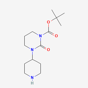 molecular formula C14H25N3O3 B2980537 Tert-butyl 2-oxo-3-(piperidin-4-yl)-1,3-diazinane-1-carboxylate CAS No. 1312186-07-4