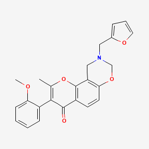B2980578 9-(furan-2-ylmethyl)-3-(2-methoxyphenyl)-2-methyl-9,10-dihydrochromeno[8,7-e][1,3]oxazin-4(8H)-one CAS No. 929493-69-6