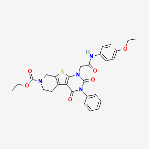molecular formula C28H28N4O6S B2980585 ethyl 6-[2-(4-ethoxyanilino)-2-oxoethyl]-3,5-dioxo-4-phenyl-8-thia-4,6,11-triazatricyclo[7.4.0.02,7]trideca-1(9),2(7)-diene-11-carboxylate CAS No. 866015-12-5