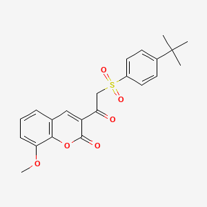 molecular formula C22H22O6S B2980659 3-[2-(4-Tert-butylphenyl)sulfonylacetyl]-8-methoxychromen-2-one CAS No. 896381-48-9