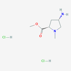 molecular formula C7H15ClN2O2 B2980687 Methyl (4S)-4-amino-1-methyl-L-prolinate dihydrochloride CAS No. 1300698-39-8