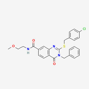 3-benzyl-2-((4-chlorobenzyl)thio)-N-(2-methoxyethyl)-4-oxo-3,4-dihydroquinazoline-7-carboxamide