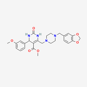 Methyl 6-{[4-(1,3-benzodioxol-5-ylmethyl)piperazin-1-yl]methyl}-4-(3-methoxyphenyl)-2-oxo-1,2,3,4-tetrahydropyrimidine-5-carboxylate