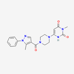 3-methyl-6-(4-(5-methyl-1-phenyl-1H-pyrazole-4-carbonyl)piperazin-1-yl)pyrimidine-2,4(1H,3H)-dione