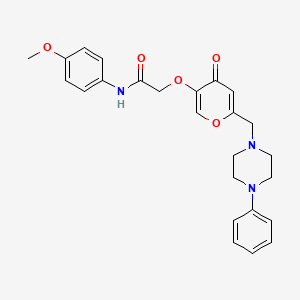 molecular formula C25H27N3O5 B2980748 N-(4-methoxyphenyl)-2-((4-oxo-6-((4-phenylpiperazin-1-yl)methyl)-4H-pyran-3-yl)oxy)acetamide CAS No. 898440-89-6