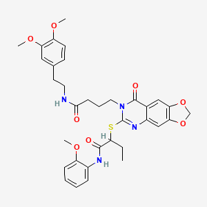 2-{[7-(4-{[2-(3,4-dimethoxyphenyl)ethyl]amino}-4-oxobutyl)-8-oxo-7,8-dihydro[1,3]dioxolo[4,5-g]quinazolin-6-yl]thio}-N-(2-methoxyphenyl)butanamide