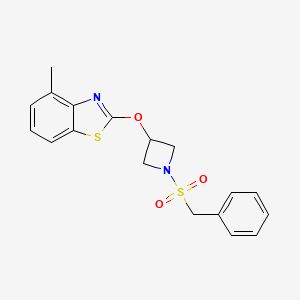 molecular formula C18H18N2O3S2 B2980771 2-((1-(Benzylsulfonyl)azetidin-3-yl)oxy)-4-methylbenzo[d]thiazole CAS No. 1795087-39-6