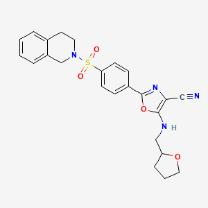 2-(4-((3,4-dihydroisoquinolin-2(1H)-yl)sulfonyl)phenyl)-5-(((tetrahydrofuran-2-yl)methyl)amino)oxazole-4-carbonitrile