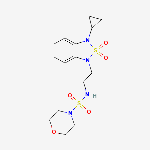 molecular formula C15H22N4O5S2 B2980850 N-[2-(3-cyclopropyl-2,2-dioxo-1,3-dihydro-2lambda6,1,3-benzothiadiazol-1-yl)ethyl]morpholine-4-sulfonamide CAS No. 2097927-05-2