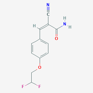 molecular formula C12H10F2N2O2 B2980852 (2Z)-2-Cyano-3-[4-(2,2-difluoroethoxy)phenyl]prop-2-enamide CAS No. 1394802-91-5