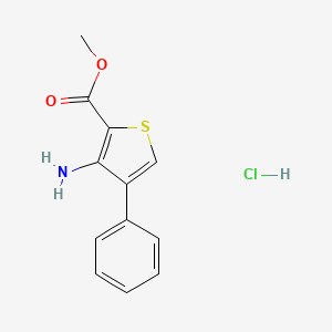 molecular formula C12H12ClNO2S B2980854 Methyl 3-amino-4-phenylthiophene-2-carboxylate;hydrochloride CAS No. 2567503-42-6