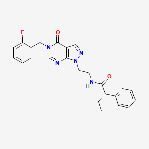 molecular formula C24H24FN5O2 B2980857 N-(2-(5-(2-fluorobenzyl)-4-oxo-4,5-dihydro-1H-pyrazolo[3,4-d]pyrimidin-1-yl)ethyl)-2-phenylbutanamide CAS No. 921890-40-6