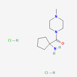 molecular formula C11H23Cl2N3O B2980865 1-(4-Methylpiperazine-1-carbonyl)cyclopentan-1-amine dihydrochloride CAS No. 256478-14-5