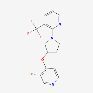 molecular formula C15H13BrF3N3O B2980868 2-[3-(3-Bromopyridin-4-yl)oxypyrrolidin-1-yl]-3-(trifluoromethyl)pyridine CAS No. 2380095-67-8