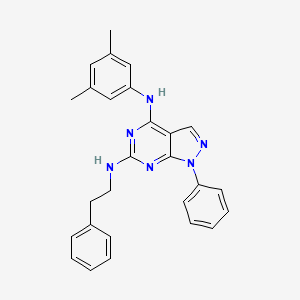 molecular formula C27H26N6 B2980871 N~4~-(3,5-dimethylphenyl)-1-phenyl-N~6~-(2-phenylethyl)-1H-pyrazolo[3,4-d]pyrimidine-4,6-diamine CAS No. 946296-08-8