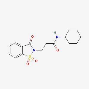 molecular formula C16H20N2O4S B2980873 N-cyclohexyl-3-(1,1,3-trioxo-1,2-benzothiazol-2-yl)propanamide CAS No. 899995-89-2