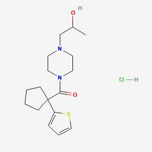 molecular formula C17H27ClN2O2S B2980874 (4-(2-Hydroxypropyl)piperazin-1-yl)(1-(thiophen-2-yl)cyclopentyl)methanone hydrochloride CAS No. 1396882-19-1