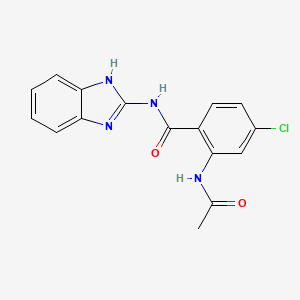 molecular formula C16H13ClN4O2 B2980892 N-(1H-1,3-benzodiazol-2-yl)-4-chloro-2-acetamidobenzamide CAS No. 1221715-25-8