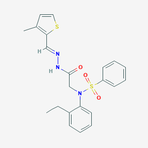 molecular formula C22H23N3O3S2 B298093 N-(2-ethylphenyl)-N-(2-{(2E)-2-[(3-methylthiophen-2-yl)methylidene]hydrazinyl}-2-oxoethyl)benzenesulfonamide (non-preferred name) 