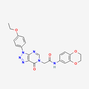 molecular formula C22H20N6O5 B2980984 N-(2,3-dihydrobenzo[b][1,4]dioxin-6-yl)-2-(3-(4-ethoxyphenyl)-7-oxo-3H-[1,2,3]triazolo[4,5-d]pyrimidin-6(7H)-yl)acetamide CAS No. 912617-87-9