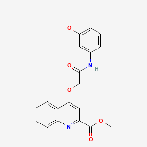 molecular formula C20H18N2O5 B2980996 METHYL 4-{[(3-METHOXYPHENYL)CARBAMOYL]METHOXY}QUINOLINE-2-CARBOXYLATE CAS No. 1358256-07-1