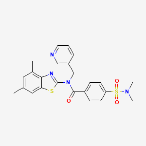 molecular formula C24H24N4O3S2 B2981065 N-(4,6-dimethyl-1,3-benzothiazol-2-yl)-4-(dimethylsulfamoyl)-N-[(pyridin-3-yl)methyl]benzamide CAS No. 895419-82-6