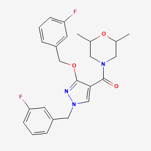 molecular formula C24H25F2N3O3 B2981102 (2,6-dimethylmorpholino)(1-(3-fluorobenzyl)-3-((3-fluorobenzyl)oxy)-1H-pyrazol-4-yl)methanone CAS No. 1014069-99-8