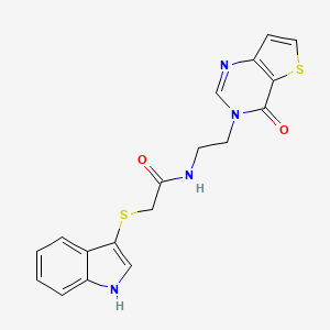 2-((1H-indol-3-yl)thio)-N-(2-(4-oxothieno[3,2-d]pyrimidin-3(4H)-yl)ethyl)acetamide