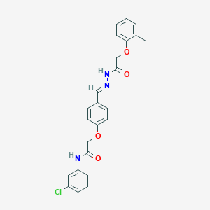 molecular formula C24H22ClN3O4 B298129 N-(3-chlorophenyl)-2-(4-{2-[(2-methylphenoxy)acetyl]carbohydrazonoyl}phenoxy)acetamide 