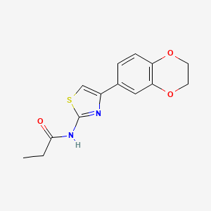 molecular formula C14H14N2O3S B2981311 N-[4-(2,3-dihydro-1,4-benzodioxin-6-yl)-1,3-thiazol-2-yl]propanamide CAS No. 864937-39-3