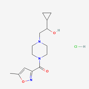 molecular formula C14H22ClN3O3 B2981313 (4-(2-Cyclopropyl-2-hydroxyethyl)piperazin-1-yl)(5-methylisoxazol-3-yl)methanone hydrochloride CAS No. 1396881-20-1