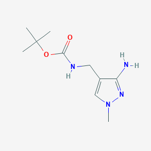 molecular formula C10H18N4O2 B2981383 tert-butyl N-[(3-amino-1-methyl-1H-pyrazol-4-yl)methyl]carbamate CAS No. 1507736-73-3