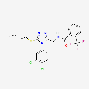 molecular formula C21H19Cl2F3N4OS B2981394 N-[[5-butylsulfanyl-4-(3,4-dichlorophenyl)-1,2,4-triazol-3-yl]methyl]-2-(trifluoromethyl)benzamide CAS No. 389070-96-6