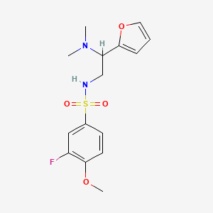 molecular formula C15H19FN2O4S B2981441 N-(2-(dimethylamino)-2-(furan-2-yl)ethyl)-3-fluoro-4-methoxybenzenesulfonamide CAS No. 941872-39-5