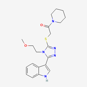 2-((5-(1H-indol-3-yl)-4-(2-methoxyethyl)-4H-1,2,4-triazol-3-yl)thio)-1-(piperidin-1-yl)ethanone